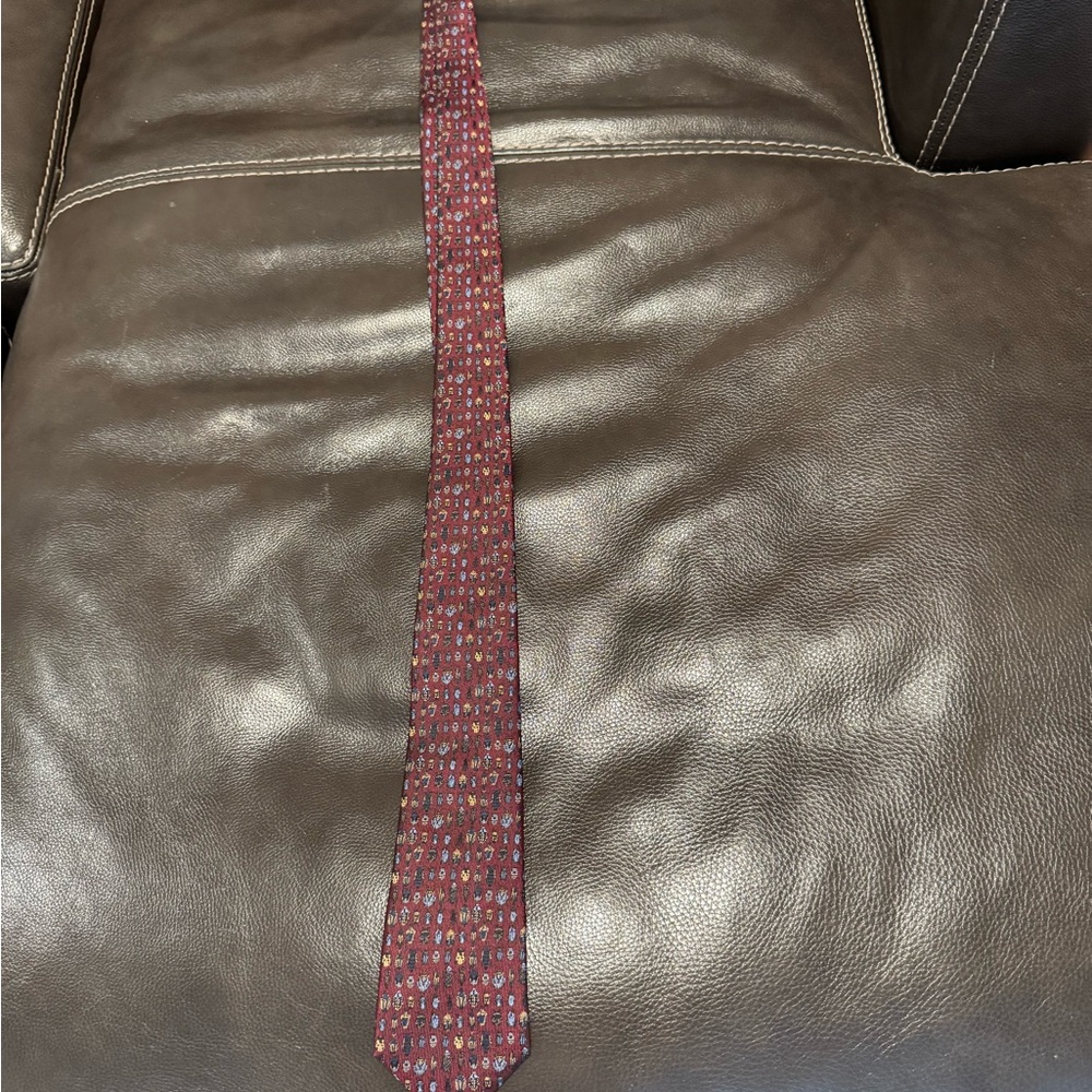 Banana Republic Burgundy Patterned Narrow Tie with Bugs Design